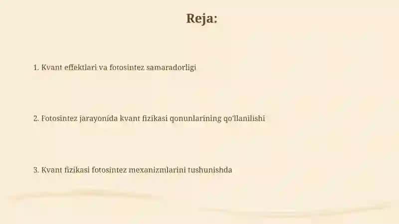 Fotosintez jarayonida kvant fizika qonunlarining tatbiqi 2