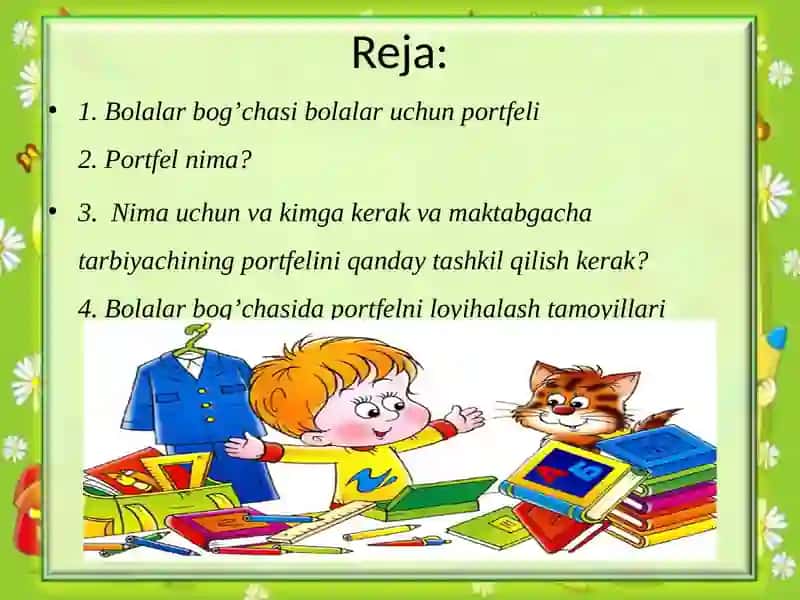 Bolalar bog’chasi bolalar uchun portfeli 2