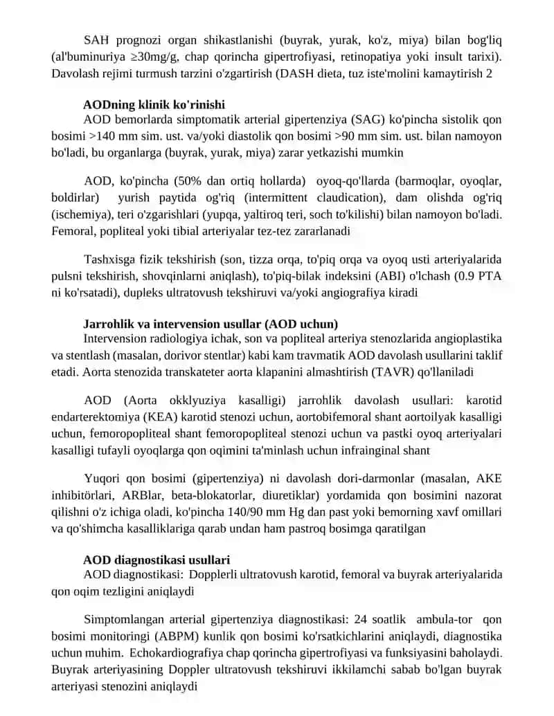 Aorta ravogʻi okklyuzion kasalliklari,simptomatik arterial gipertenziya 2