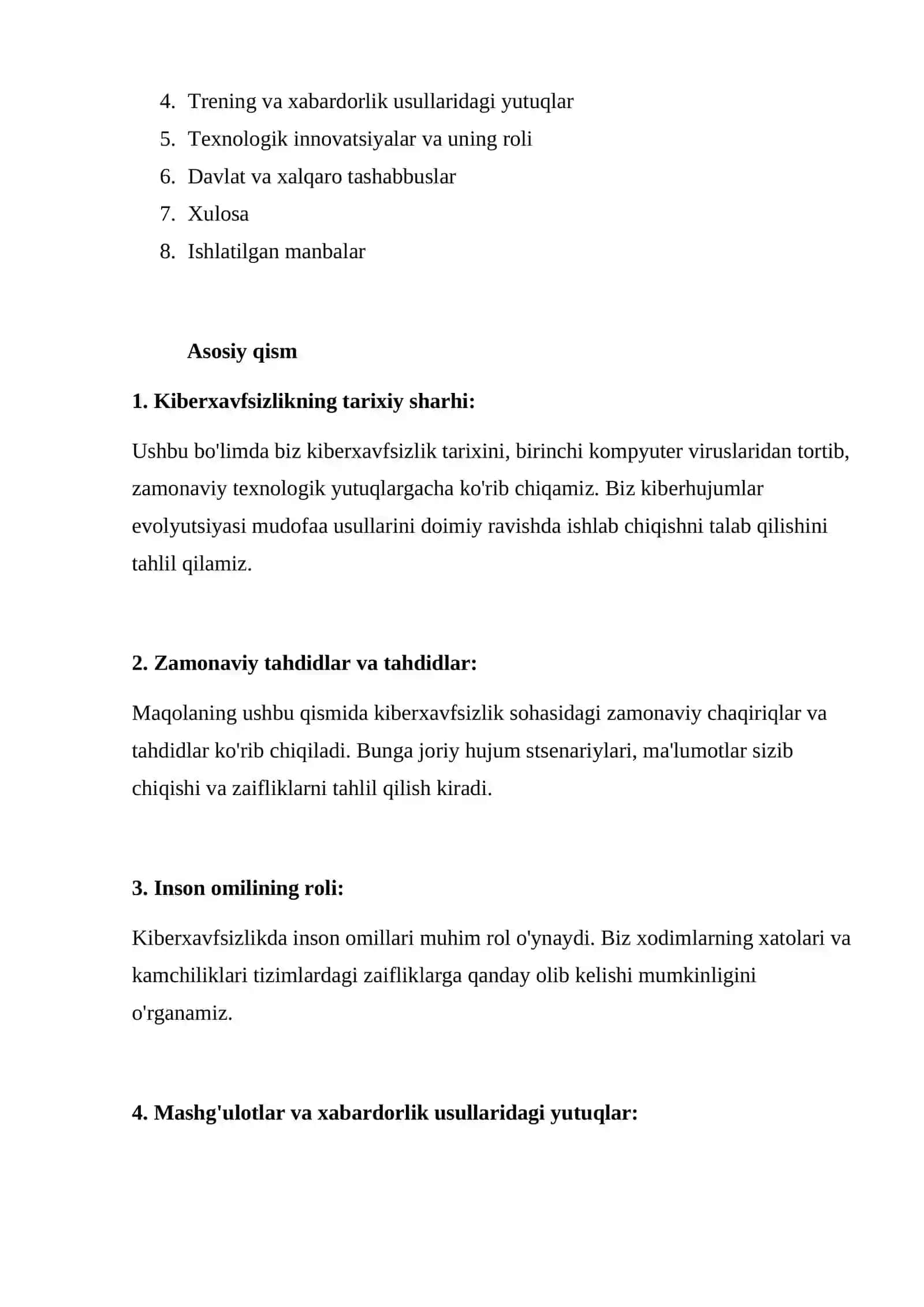 KIBER XAVFSIZLIK SOHASI INSONIYAT TARAQQIYOTI YO`LIDAGI KIBER XAVFSIZLIK SOHASINING INSONIYAT TARAQQIYOTI YO`LIDAGI O`RNI 2