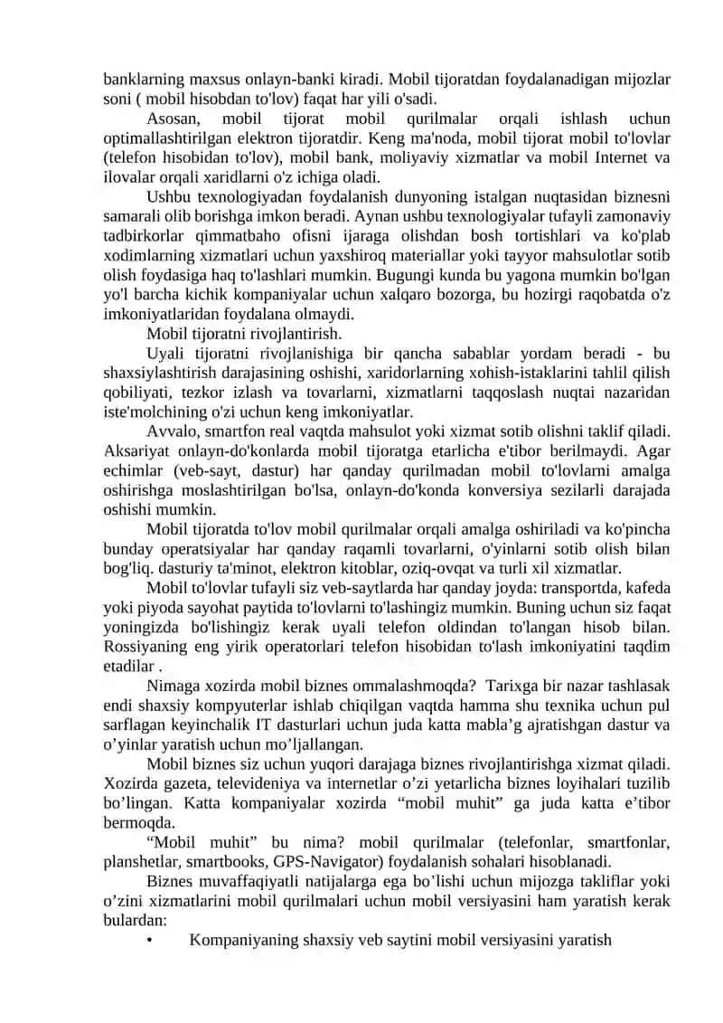 Mobil tijorat Elektron bozor va mobil tijorat texnologiyalari 2
