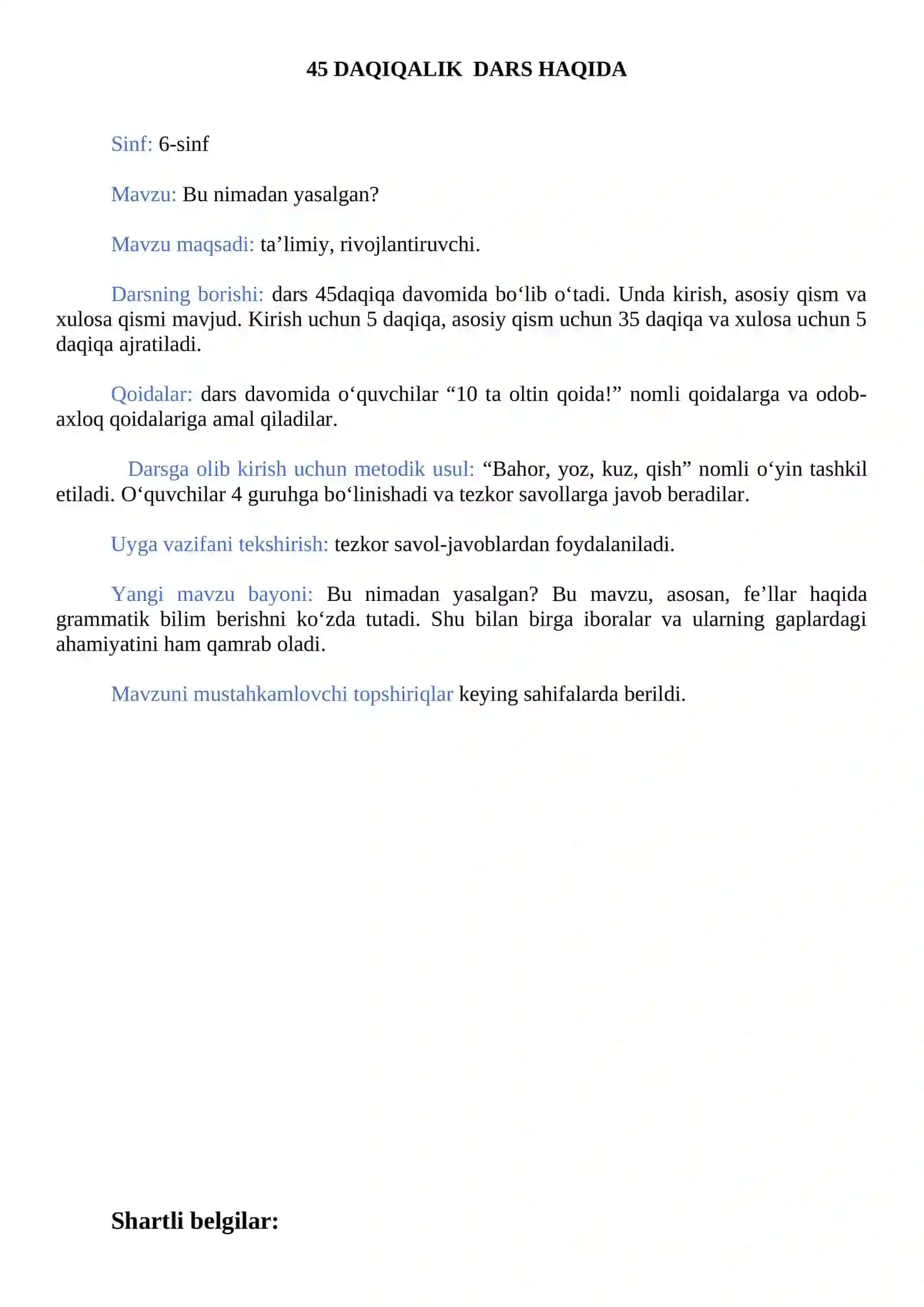 ona tili fanidan loyiha ishi 2