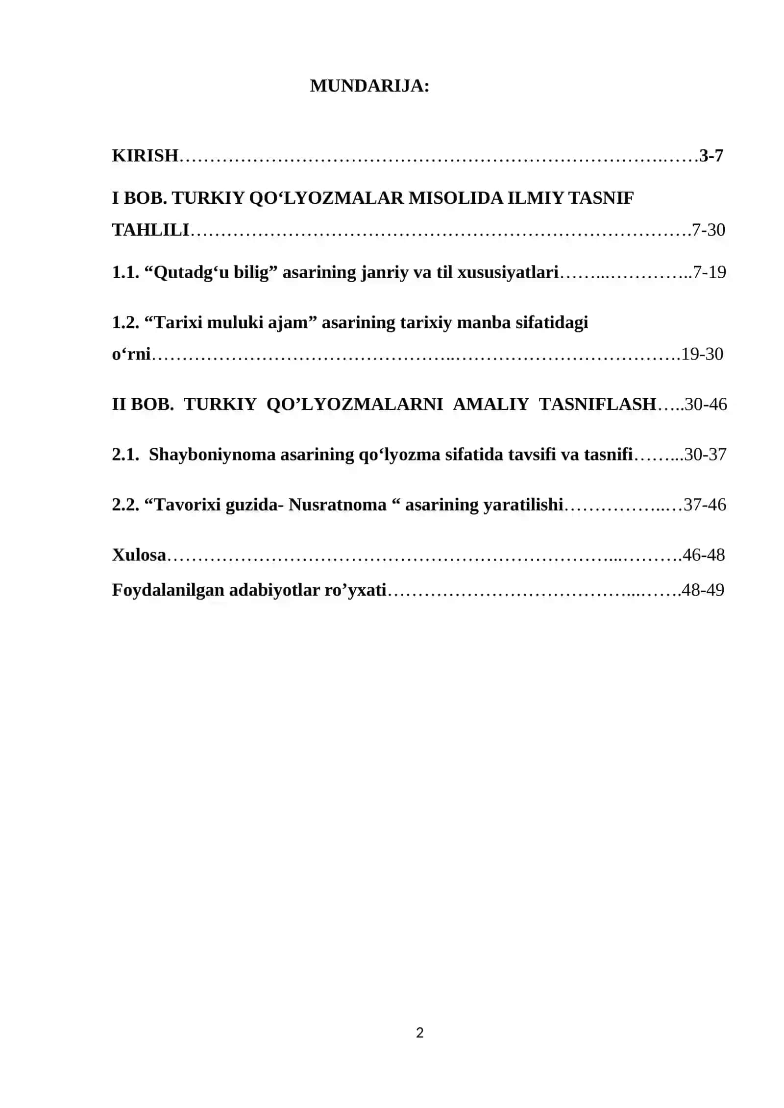 TURKIY QO‘LYOZMALAR MISOLIDA ILMIY TASNIF TAHLILI 2