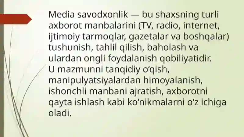MEDIA SAVODXONLIK VA AXBOROT EVOLUTSIYASI VA UNING JAMIYATDAGI AHAMIYATI 2