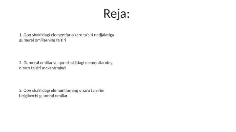 Qon shaklli elementlarining õzaro ta'sirida gumoral omillarning roli 2