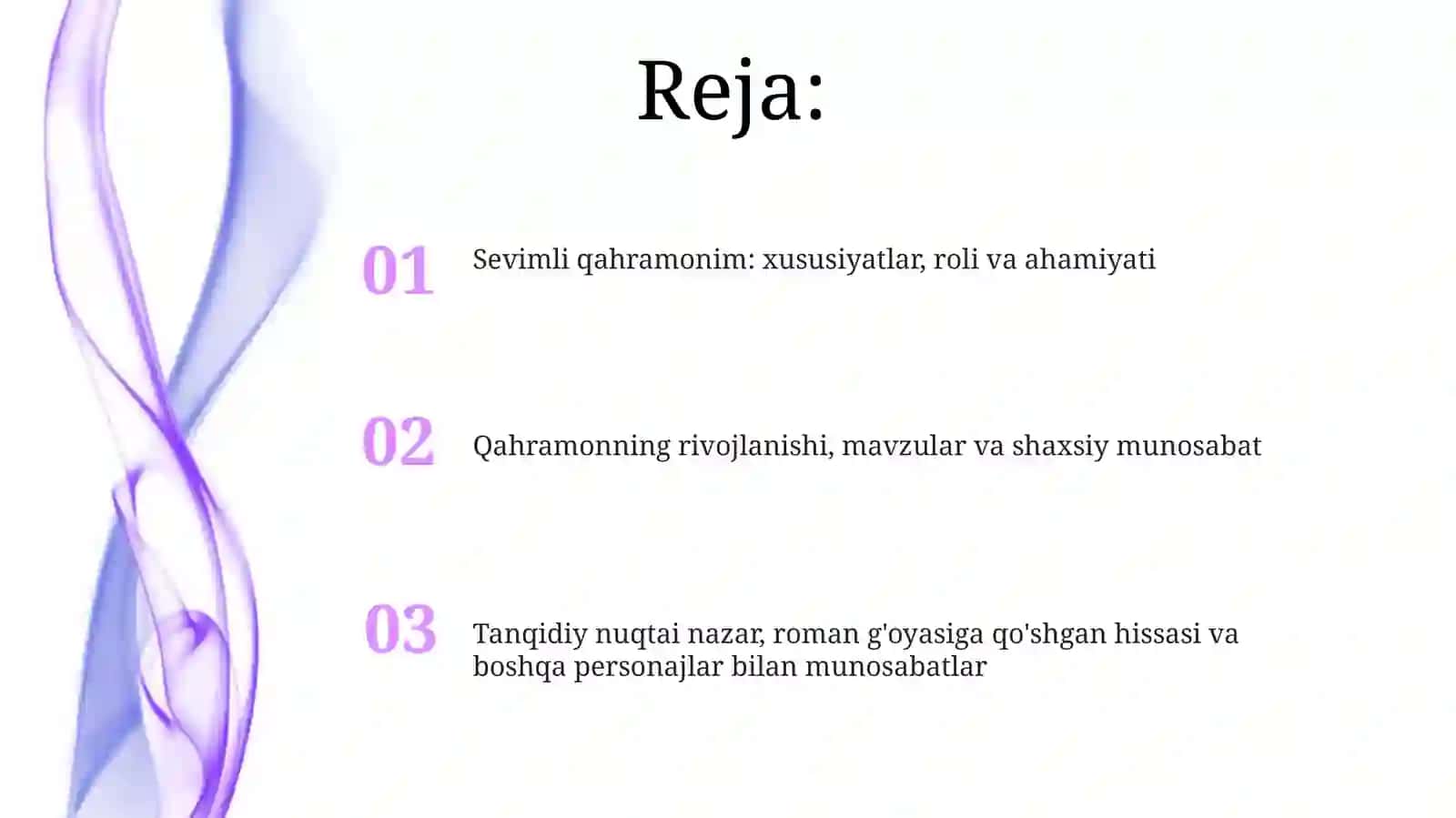 Ulug'bek Hamdamning Muvozanat romanidagi eng sevgan qahramon haqida mulohaza yuritish 2