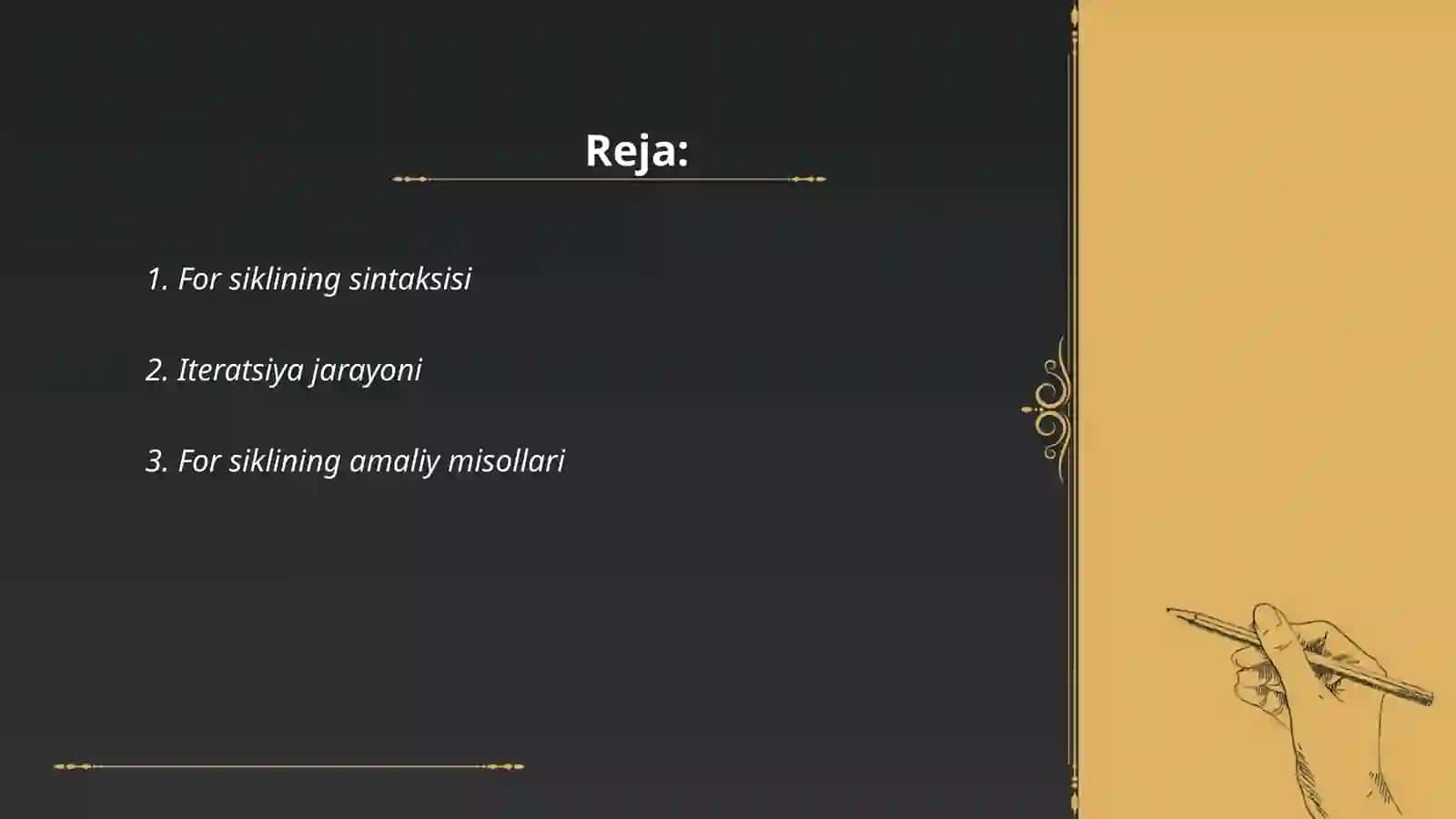 For siklining sintaksisi 2