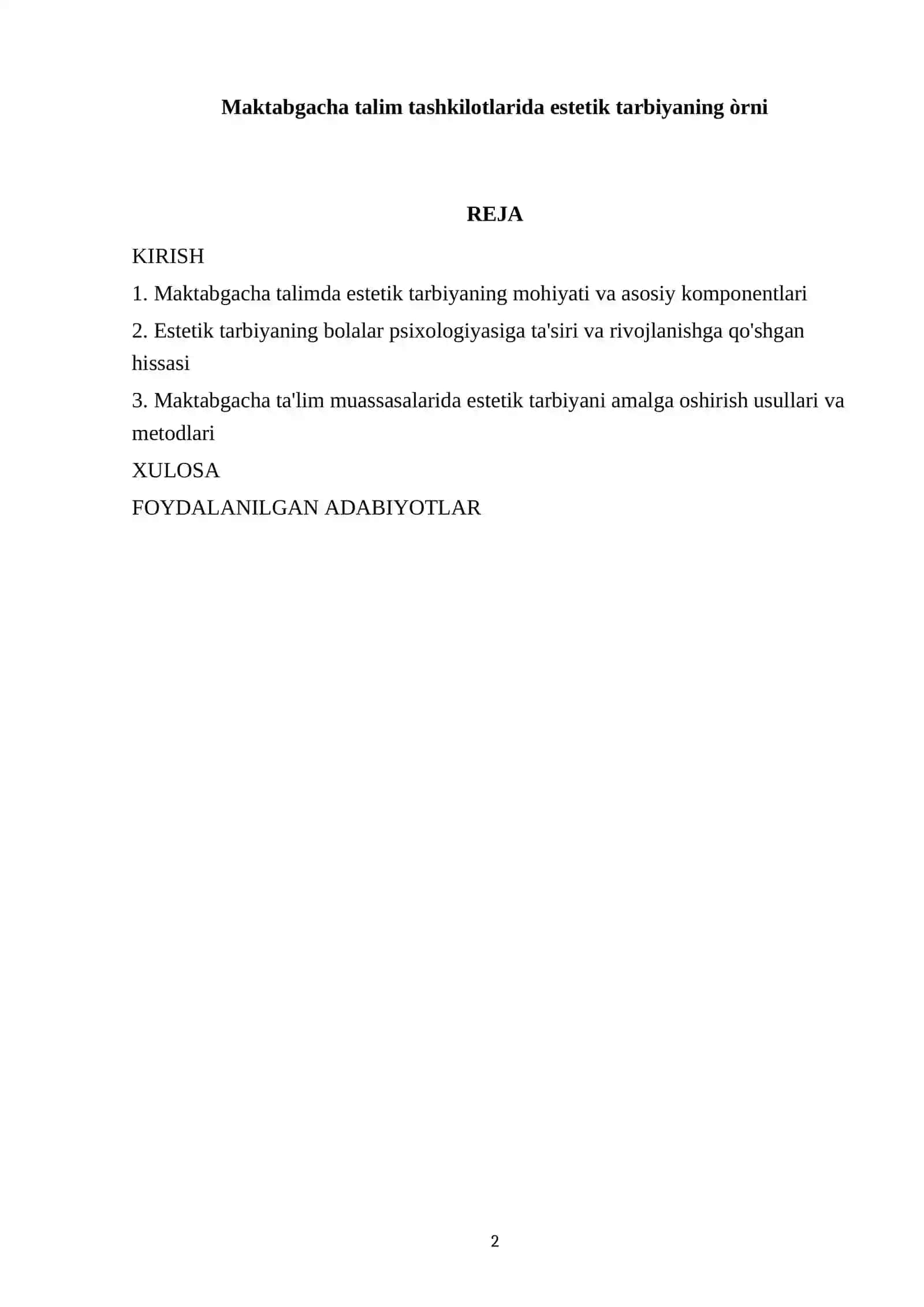 Maktabgacha talimda estetik tarbiyaning òrni 2