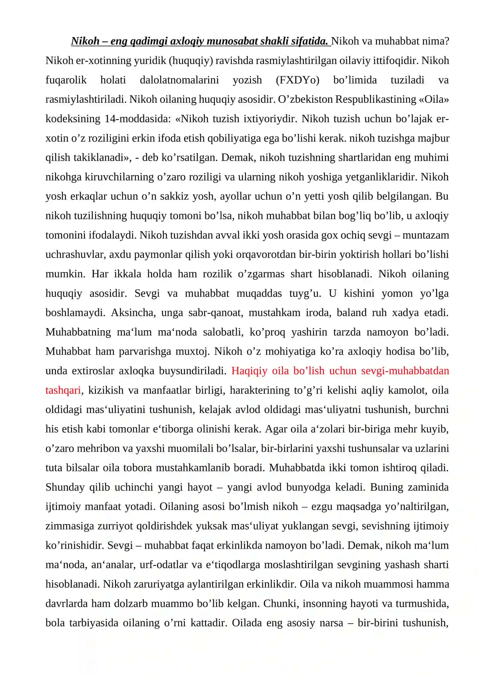 Nikoh, оila, va davlatning axloqiy asoslari 2