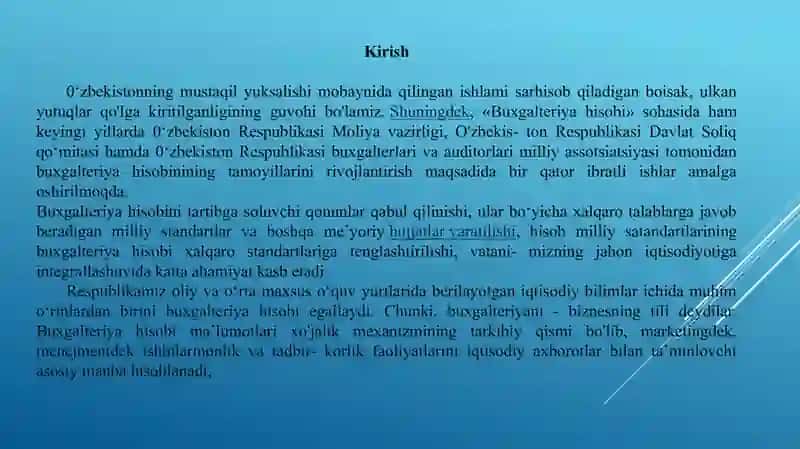 Buxgalteriya hisobini tashkil etishning nazariy va uslubiy asoslar 2