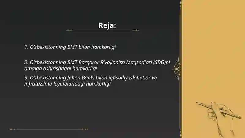 Oʻzbekistonning xalqaro tashkilotlar bilan hamkorlik aloqalari 2