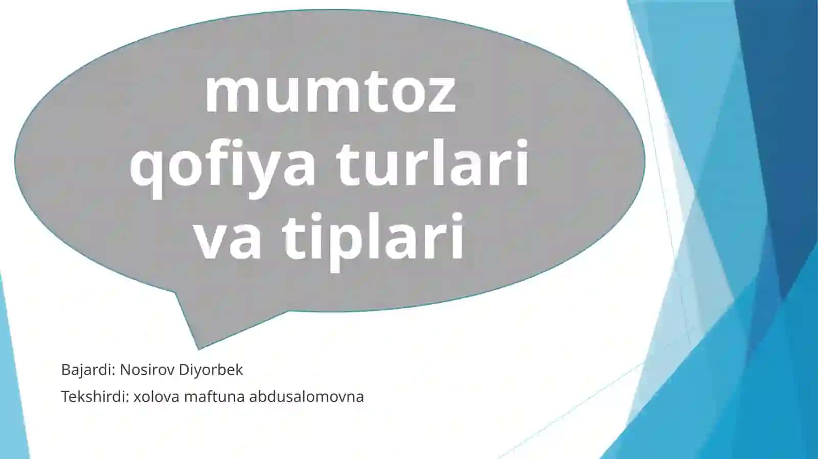 Mumtoza dabiyoatdagi qofiyalar 2