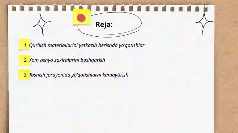 Qurilish ohagi ishlab chiqarishda xom ashyo talofatini hisoblash 2