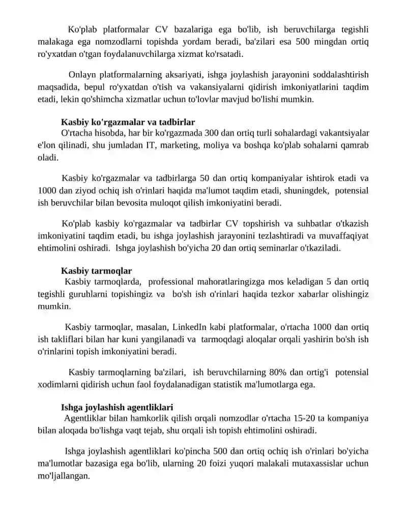 Ish o'rinlari bo'yicha ma'lumotlar bilan tanishish manbalari 2