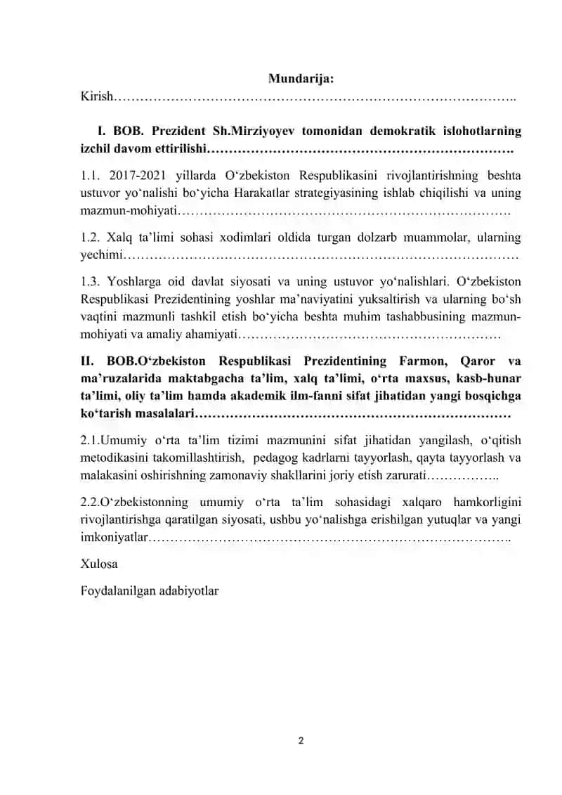 O’ZBEKISTON RESPUBLIKASI PREZIDENTI SH.MIRZIYOYEV ASARLARIDA DAVLAT BOSHQARUVI MASASALARI (2017-2021 YILLAR) 2
