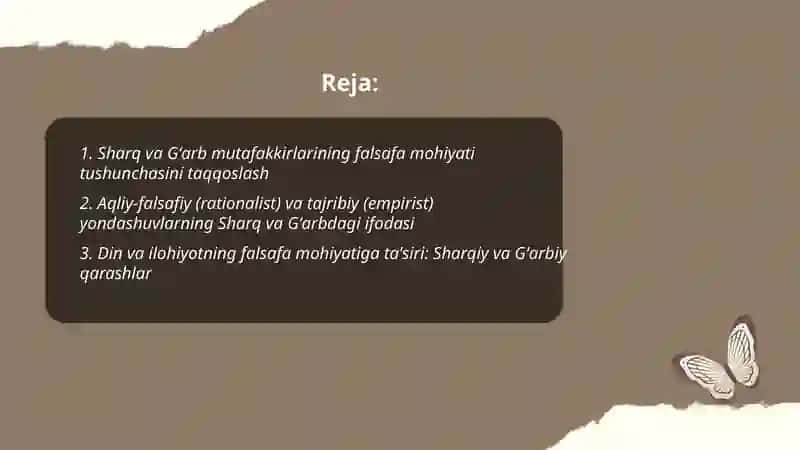 Falsafaning mohiyatiga oid sharq va garp mutafakkirlarining tasnifi 2