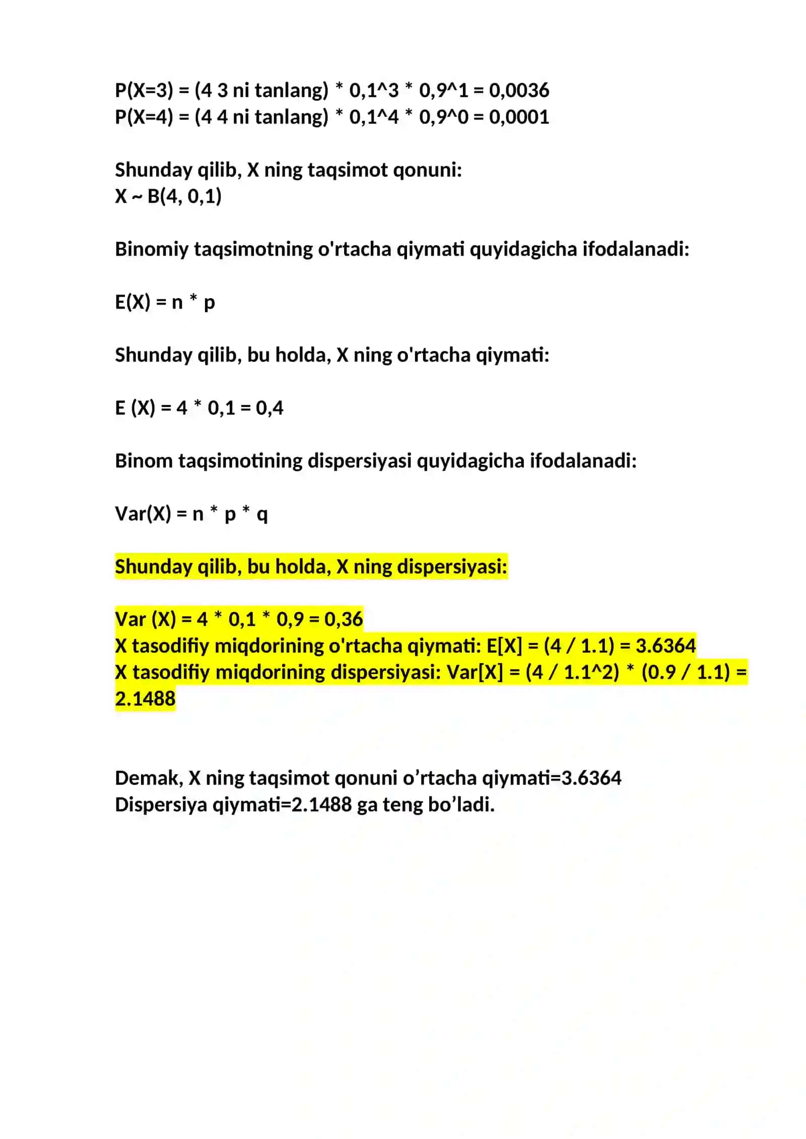 DISKRET TASODIFIY MIQDOR VA UNING SONLI XARAKTERISTIKALARI 2