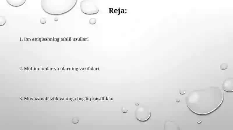 Noorganik ionlar, ularning funksiyalari 2