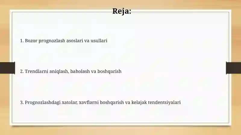 Bozorni prognozlash va tendensiyalarning o’zgarishi 2