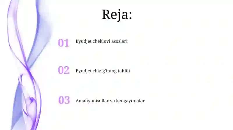 Byudjet cheklanganligi va byudjet tenglamasi 2