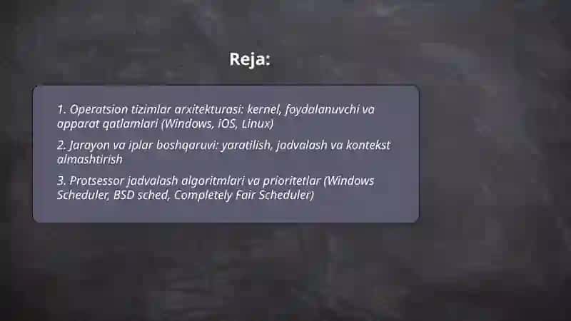 Operatsion tizimlar ishlash (Windows IOS Linux) 2