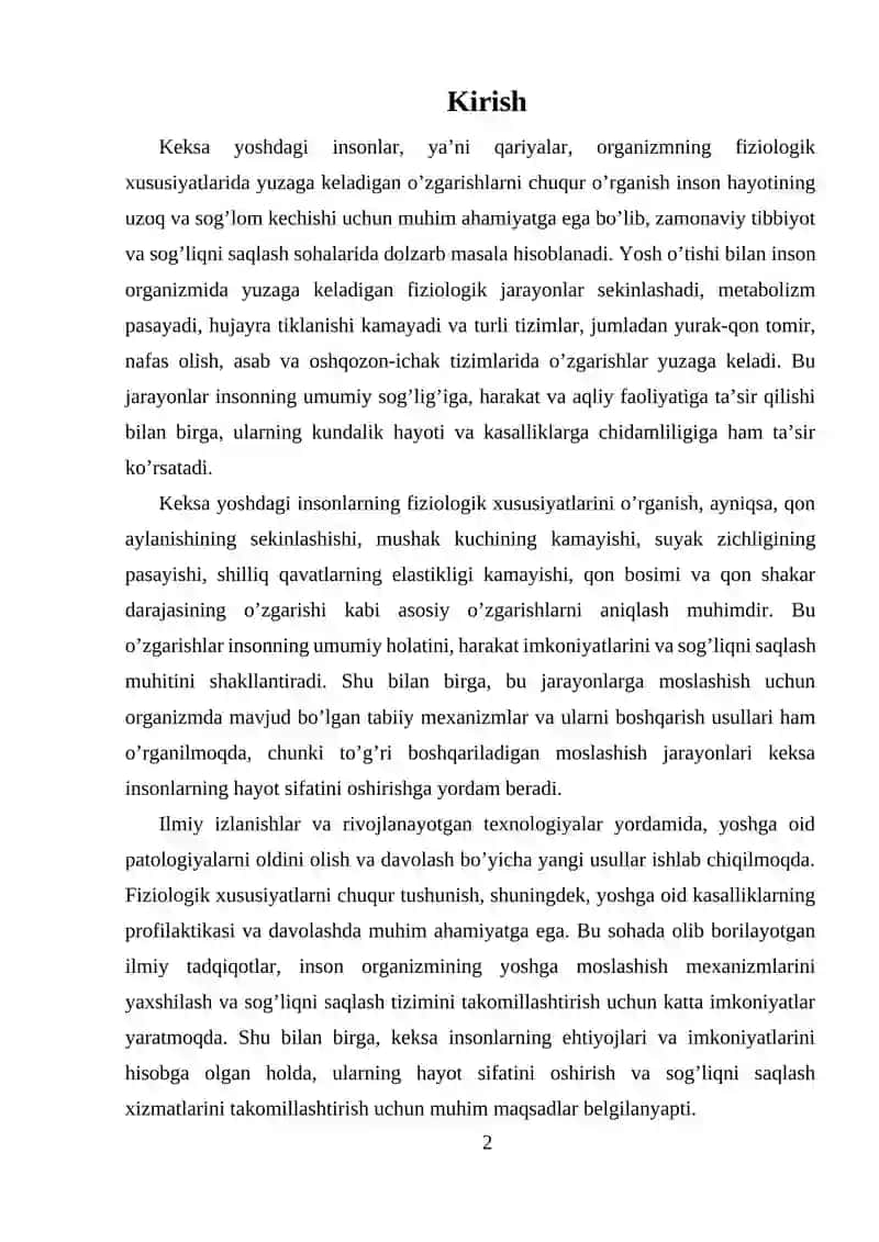 Fiziologik o'zgarishlar va inson organizmning tuzilishi 2
