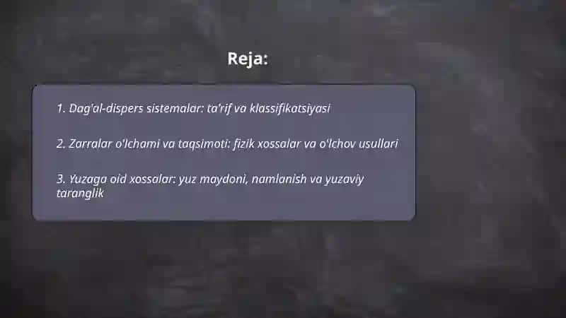 Dag'al-dispers sistemalarning xossalari va ularni tibbiyot va farmakologiyada ishlatilishi 2
