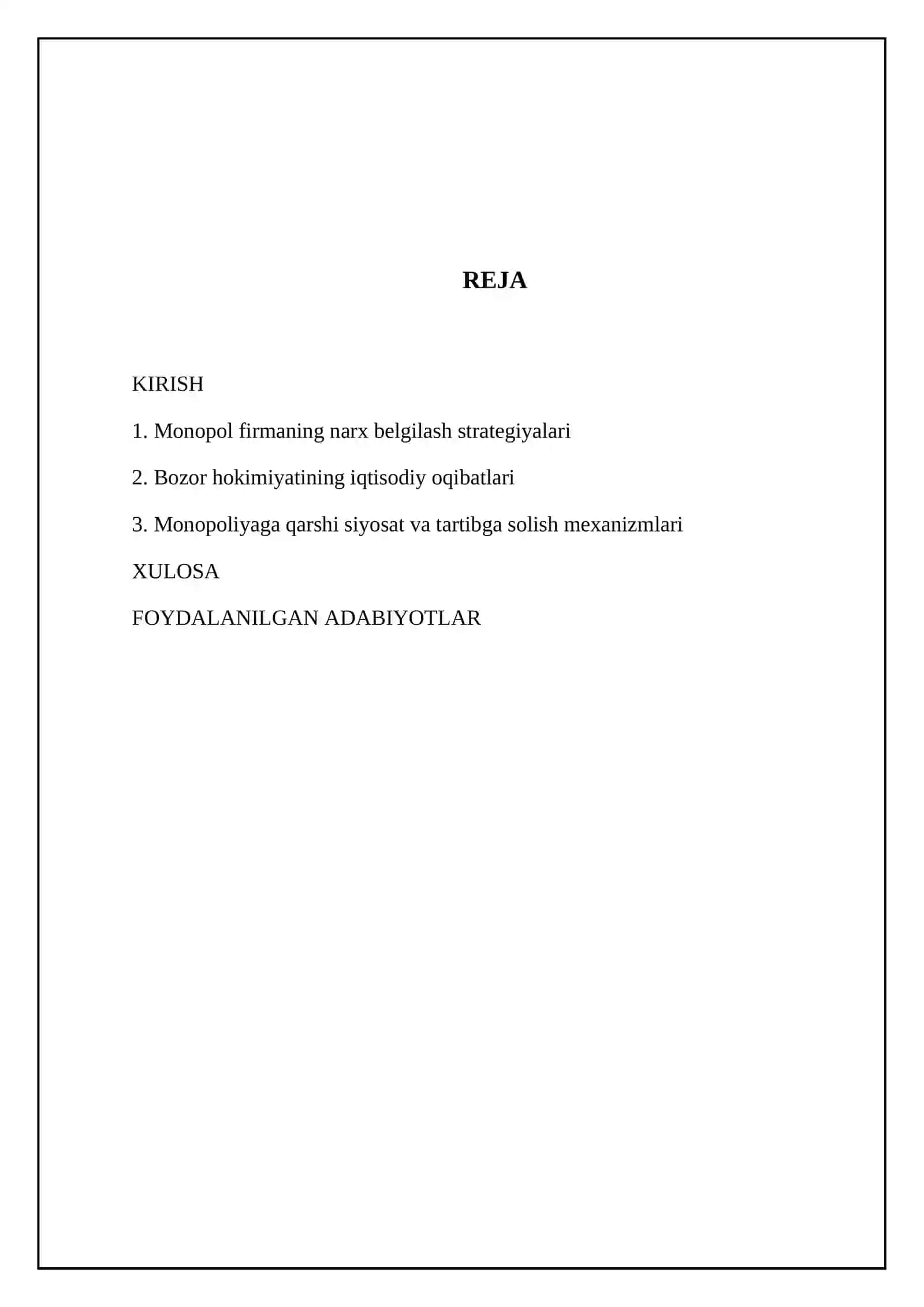 Monopol firmaning narx belgilash strategiyalari 2