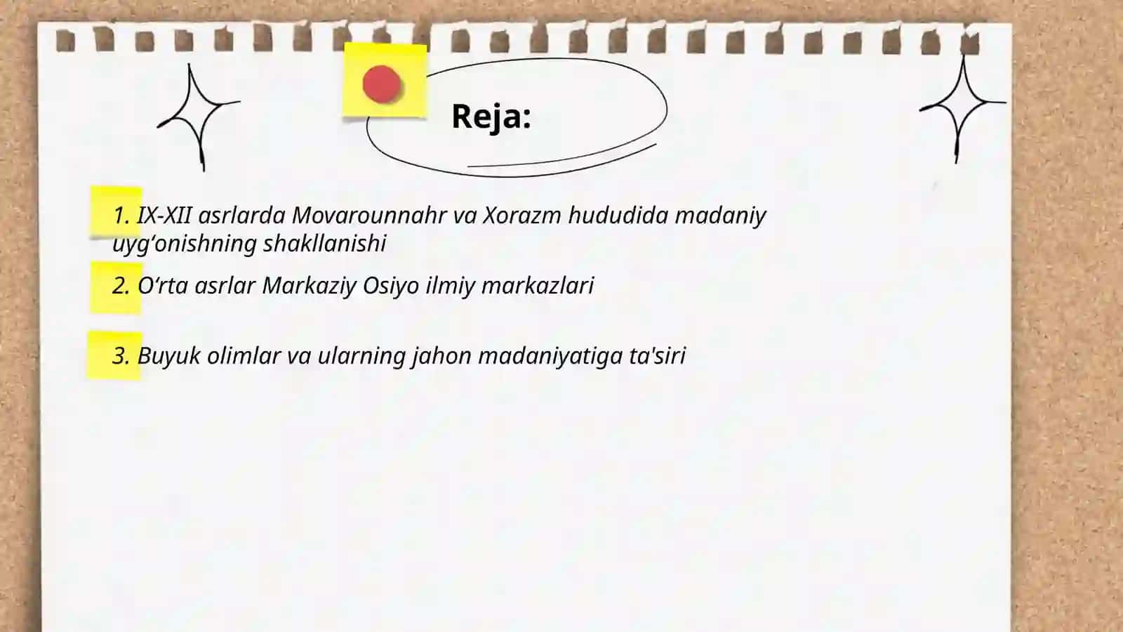 IX-XII asrlarda mamlakatimiz hududida roʻy bergan madaniy uygʻonish (Renessans) 2