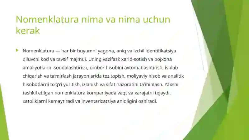 Buyumning nomenklaturasini aniqlash va foydalanish sohasi — batafsil qo‘llanma 2