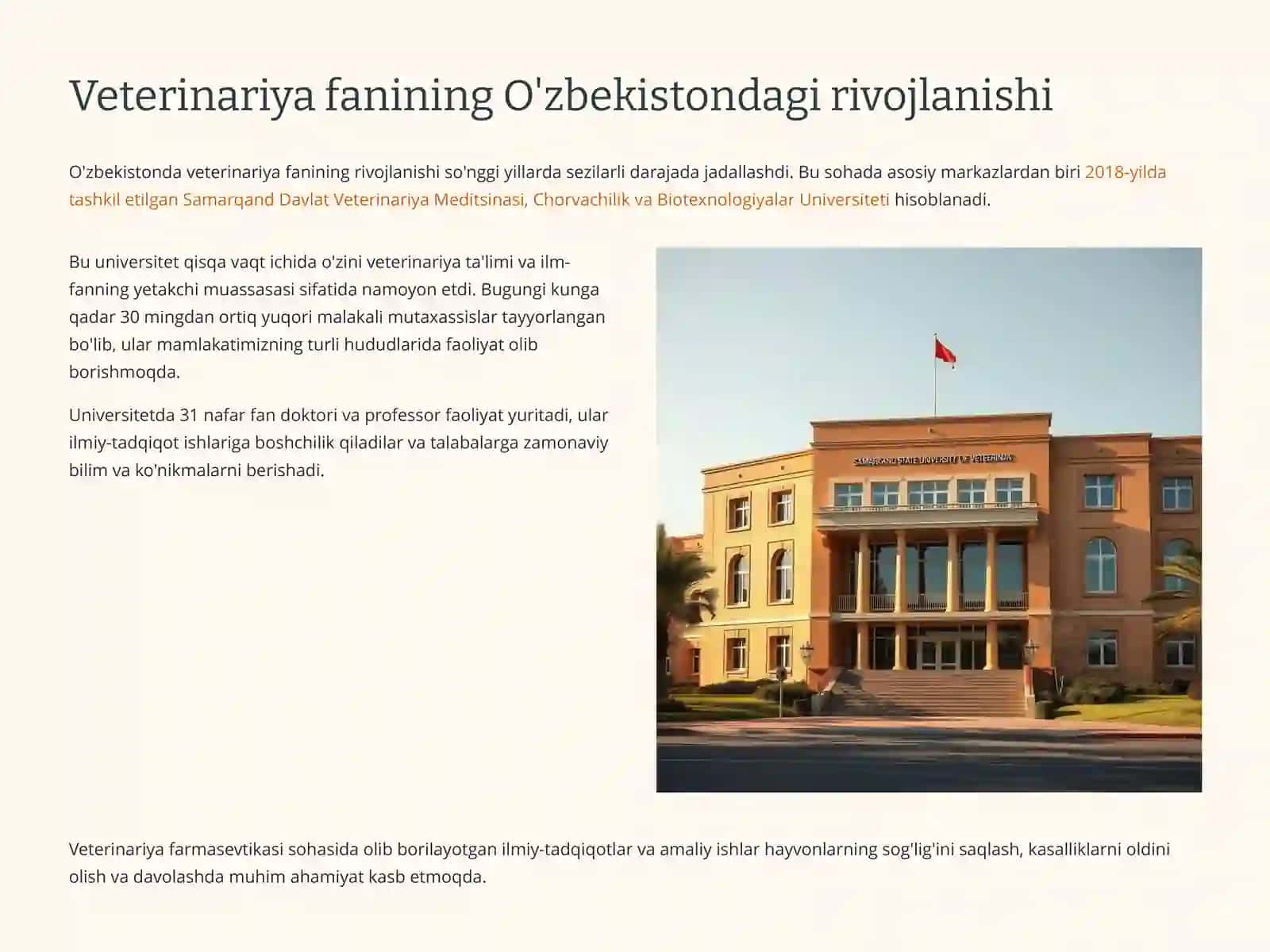 O'zbekiston Veterinariya Farmasevtikasida O'zbek Olimlarining Hissasi 2