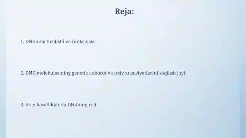 DNK molekulasining genetik axboratini va irsiy belgilarini saqlanadigan oʻrni 2