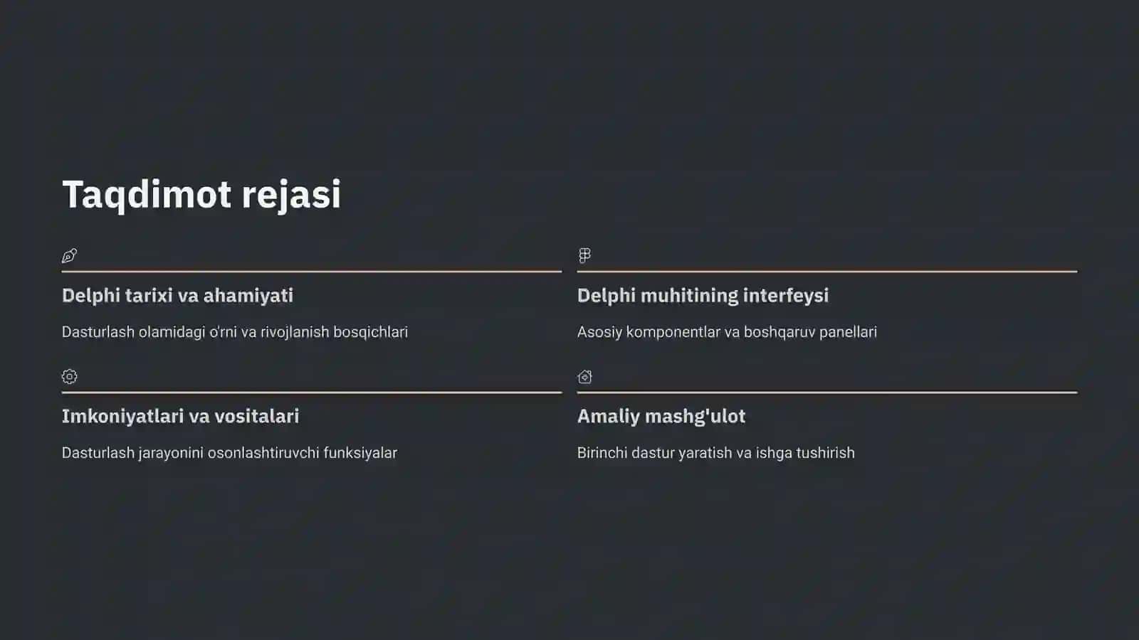Delphi dasturlash muhiti 2