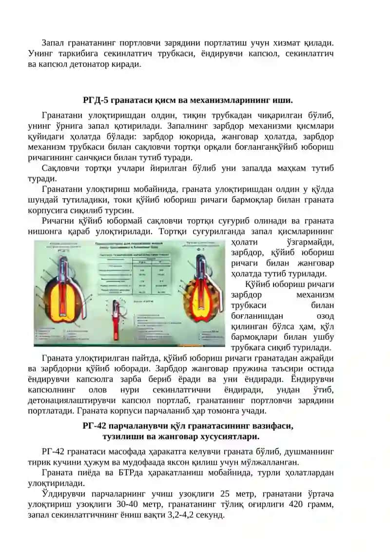 ҚЎЛ ГРАНАТАЛАРИ ВА ЎҚ-ОТАР ҚУРОЛЛАРНИНГ ЎҚ-ДОРИЛАРИ 2
