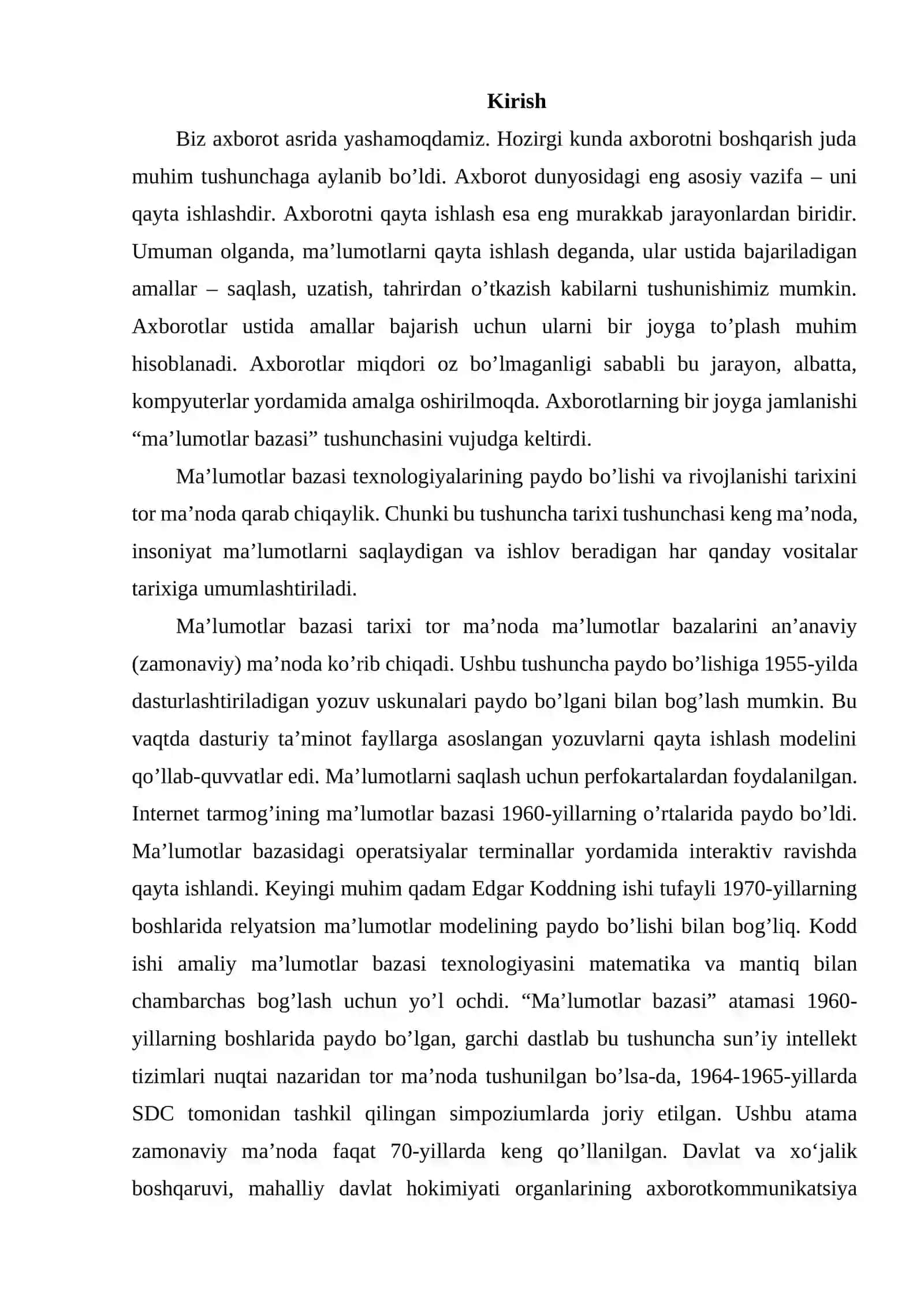 “ Shifoxona “ mavzusida KURS ISHI 2