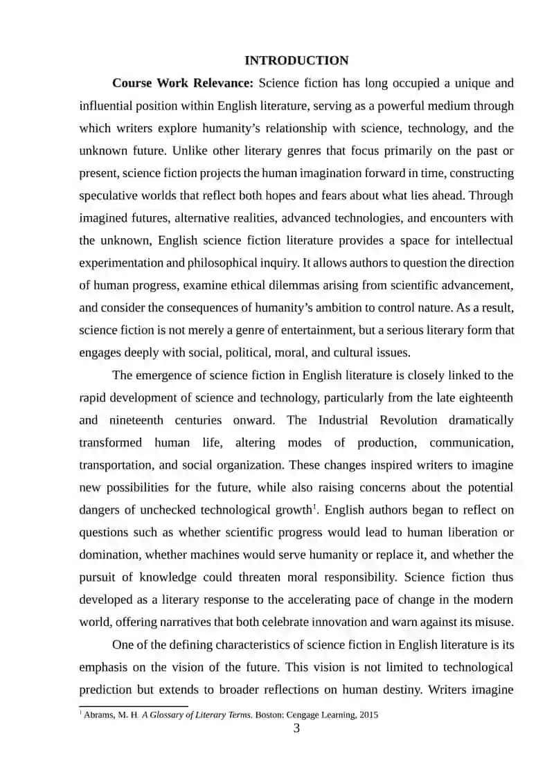 Science Fiction in English Literature Course 2