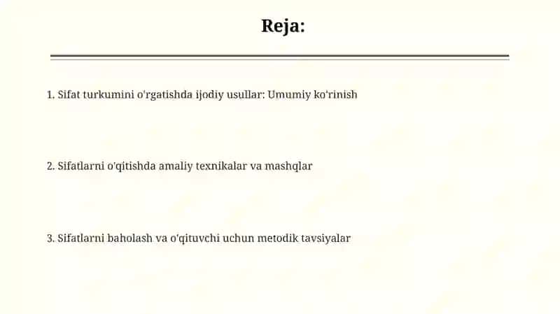Sifat turkumini o'rgatishda ijodiy usullar 2