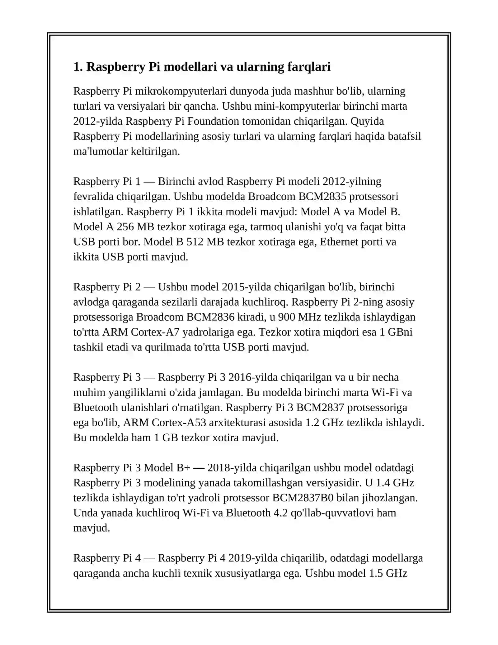 RASPERRY PI MIKROKAMYUTERLARI 2