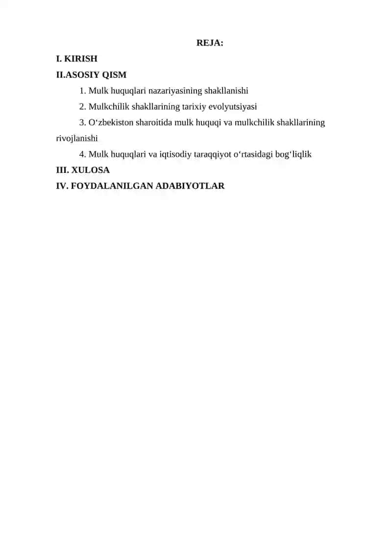 MULK HUQUQLARI NAZARIYASI VA MULKCHILIK SHAKILLARI RIVOJLANISHINING EVALUTSIYASI 2