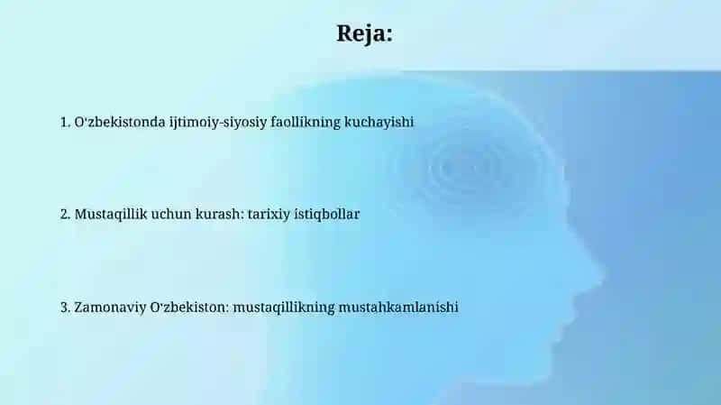 O'zbekiston ijtimoiy - siyosiy faollik va mustaqillik sari intilishning kuchayishi 2