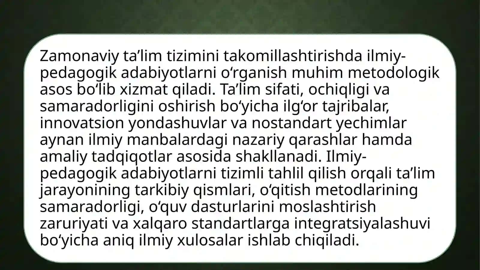 Ta’lim sifati,ochiqligi va samaradorligini oshirish uchun nostandart qarorlar dan foydalanish 2