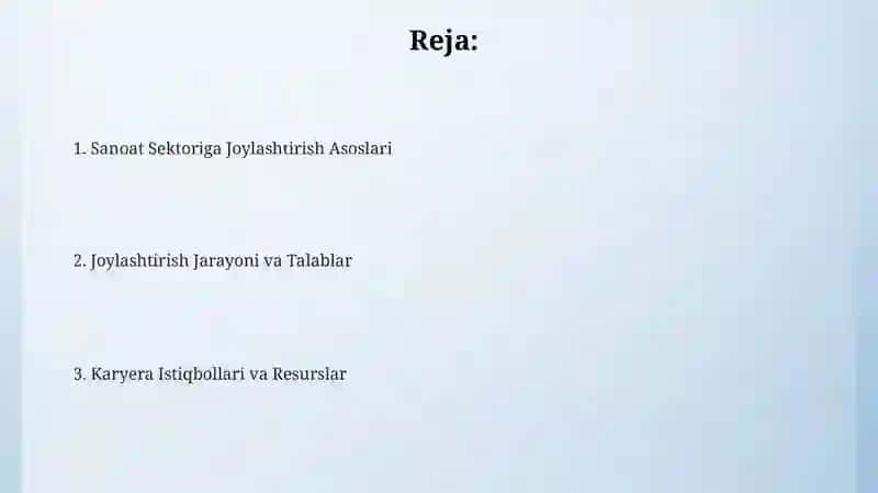 Sanoat Sektoriga Joylashtirish Asoslari 2