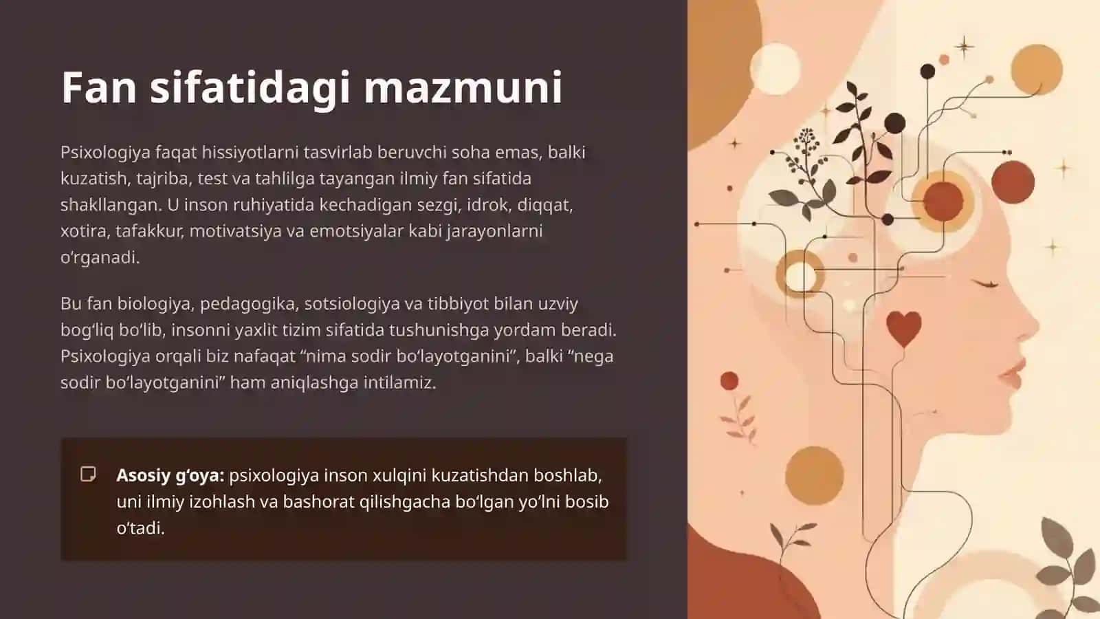 Psixologiya fanining maqsad va vazifalari mavzusida tayyor taqdimot va .ppt 2