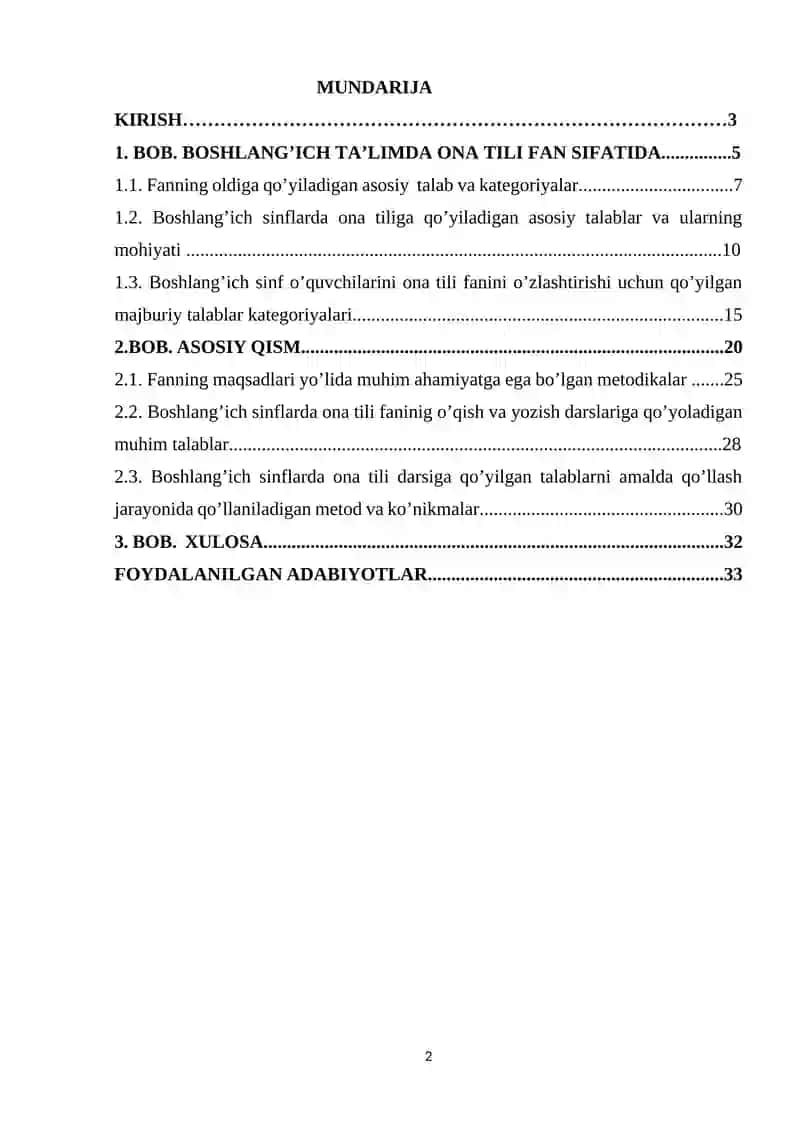 Boshlang'ich sinf ona tili darslariga qoʻyiladigan talablar mavzusi 2