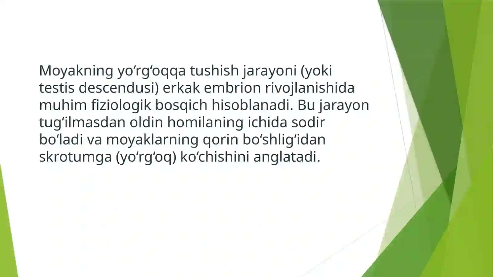 MOYAKNING YORG’OQQATUSHISH JARAYONI VA JINSIY A’ZOLAMING RIVOJLANISHNUQSONLARI 2