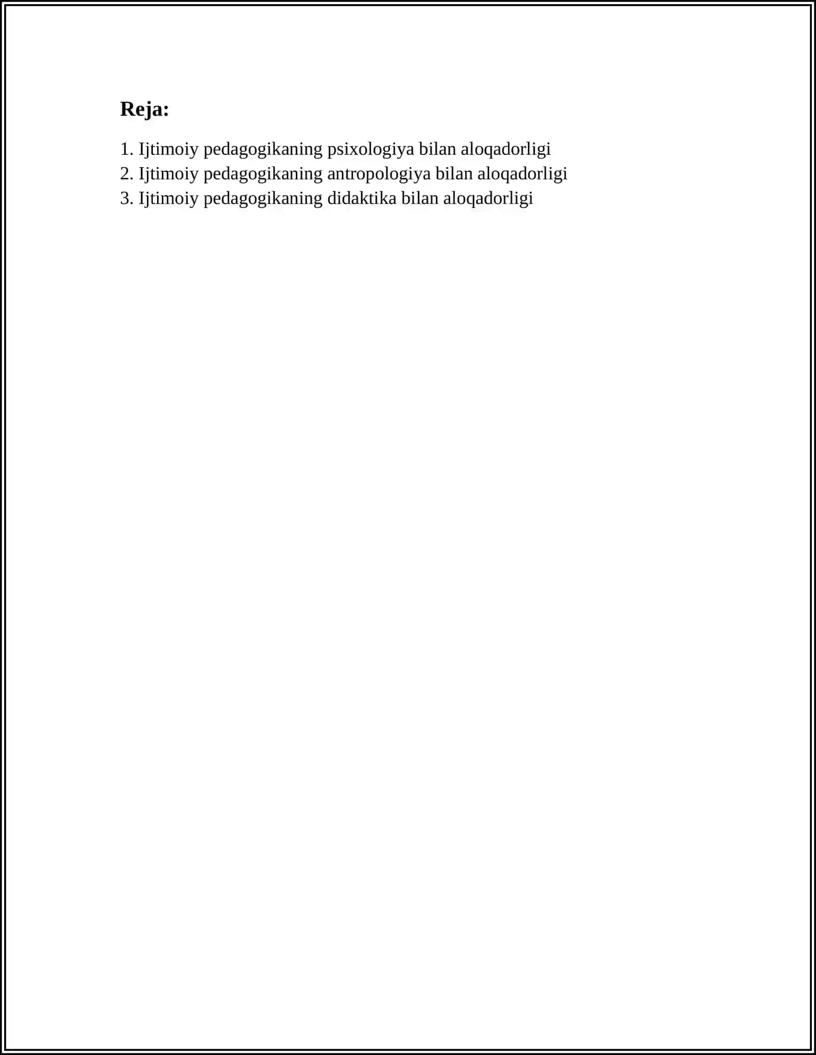 IJTIMOIY PEDAGOGIKANING BOSHQA PEDAGOGICAL FANLAR BILAN ALOQADORLIGI 2