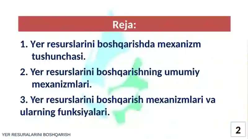 YER RESURSLARINI BOSHQARISH MEXANIZMLARI 2