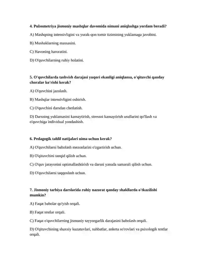 Jismoniy tarbiya darslarida psixologik nazorat pedagogik tahlil, xronometraj, pulsometriya otqizish uslubiyati 2