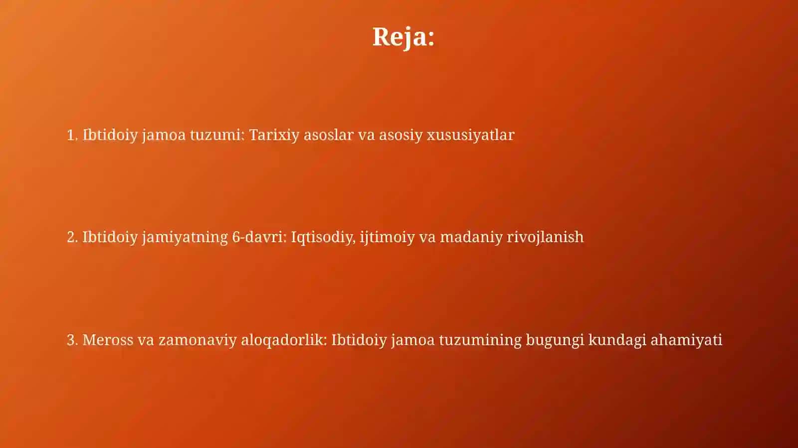 Ibtidoiy jamoa davri va 6davri haqida 2