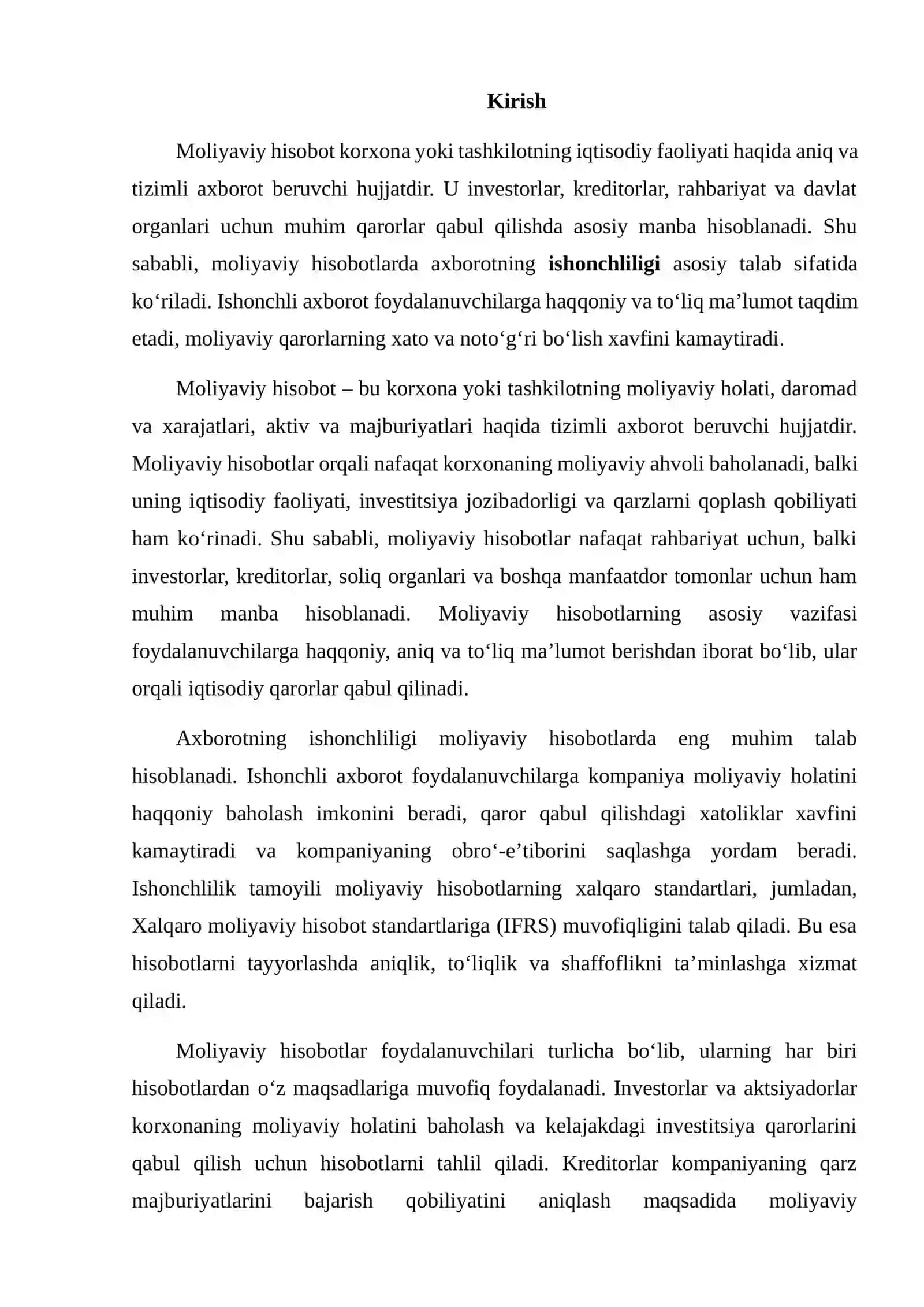 MOLIYAVIY HISOBOTLARNI TUZISHDA AXBOROTLARNING ISHONCHLILIGI 2